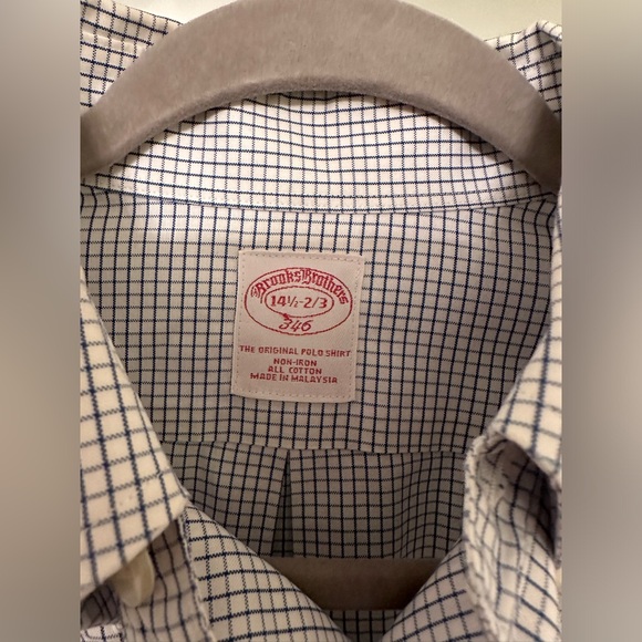 Men’s Brooks Brothers 346 White with Blur Checks Size 14 1/2 - 2/3 - Picture 2 of 3